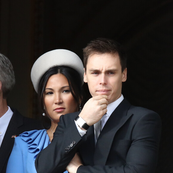 Louis Ducruet et sa femme Marie Chevallier - La famille princière de Monaco au balcon du palais lors de la Fête nationale monégasque à Monaco. Le 19 novembre 2019 © Dominique Jacovides / Bestimage