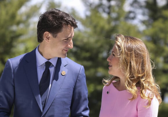 Le Premier ministre du Canada Justin Trudeau et sa femme Sophie Gregoire accueillent le président des Etats-Unis Donald J. Trump dans le cadre du sommet du G7 au manoir Richelieu. Canada, La Malbaie, le 8 juin 2018. © Ludovic Marin/Pool/Bestimage