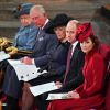Le prince William, duc de Cambridge, et Catherine (Kate) Middleton, duchesse de Cambridge, Le prince Charles, prince de Galles, et Camilla Parker Bowles, duchesse de Cornouailles, La reine Elisabeth II d'Angleterre, Le prince Harry, duc de Sussex - La famille royale d'Angleterre lors de la cérémonie du Commonwealth en l'abbaye de Westminster à Londres le 9 mars 2020.