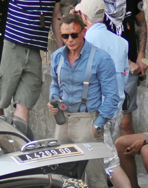 Daniel Craig sur le tournage du nouvel opus de James Bond, "No time to die" en Italie, le 15 septembre 2019.