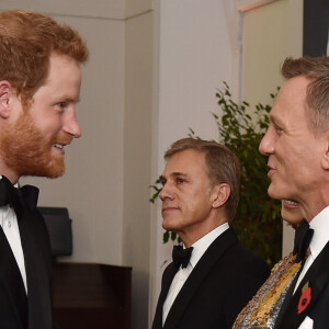 Le prince Harry, Christoph Waltz, Daniel Craig et sa femme Rachel Weisz - Première mondiale du nouveau James Bond "Spectre" au Royal Albert Hall à Londres. Le 26 octobre 2015