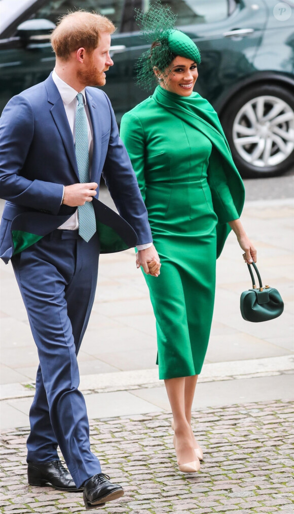 Le prince Harry, duc de Sussex, et Meghan Markle, duchesse de Sussex - La famille royale d'Angleterre à la sortie de la cérémonie du Commonwealth en l'abbaye de Westminster à Londres, le 9 mars 2020.