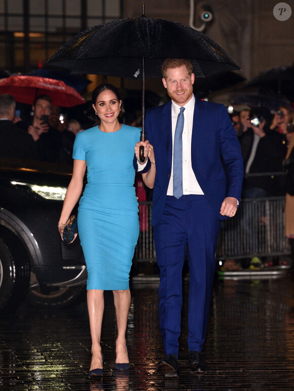 Le prince Harry, duc de Sussex, et Meghan Markle, duchesse de Sussex arrivent à la cérémonie des Endeavour Fund Awards au Mansion House à Londres, Royaume Uni, le 5 mars 2020.