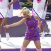 Katy Perry, enceinte, chante pour la finale de la "ICC Women T20 Cricket World Cup" à Melbourne, en Australie. Le 8 mars 2020. @Media-Mode / SplashNews/ABACAPRESS.COM