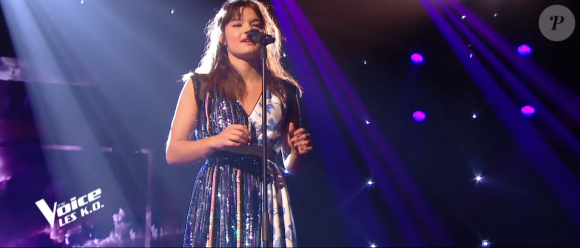 Louise lors de l'épreuve des K.O - Talent de Marc Lavoine. Émission du samedi 4 avril 2020, TF1