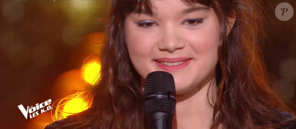 Louise lors de l'épreuve des K.O - Talent de Marc Lavoine. Émission du samedi 4 avril 2020, TF1