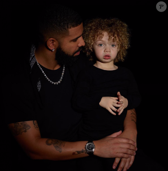 Drake et son fils Adonis. Mars 2020.