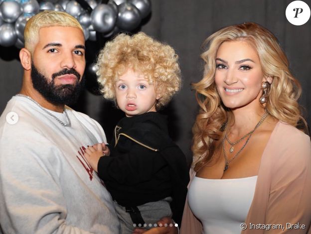 Drake, Sophie Brussaux et leur fils Adonis. Mars 2020.