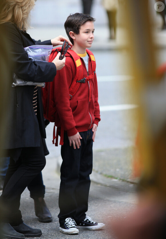 Exclusif - Logan Williams en tournage pour la série "The Flash" dans laquelle il incarnait Barry Allen (le vrai nom du super-héros, The Flash) enfant. Vancouver, le 10 avril 2014.