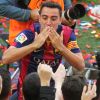 Xavi Hernandez fête le titre de champion d'Espagne du FC Barcelone. Barcelone, le 23 mai 2015.
