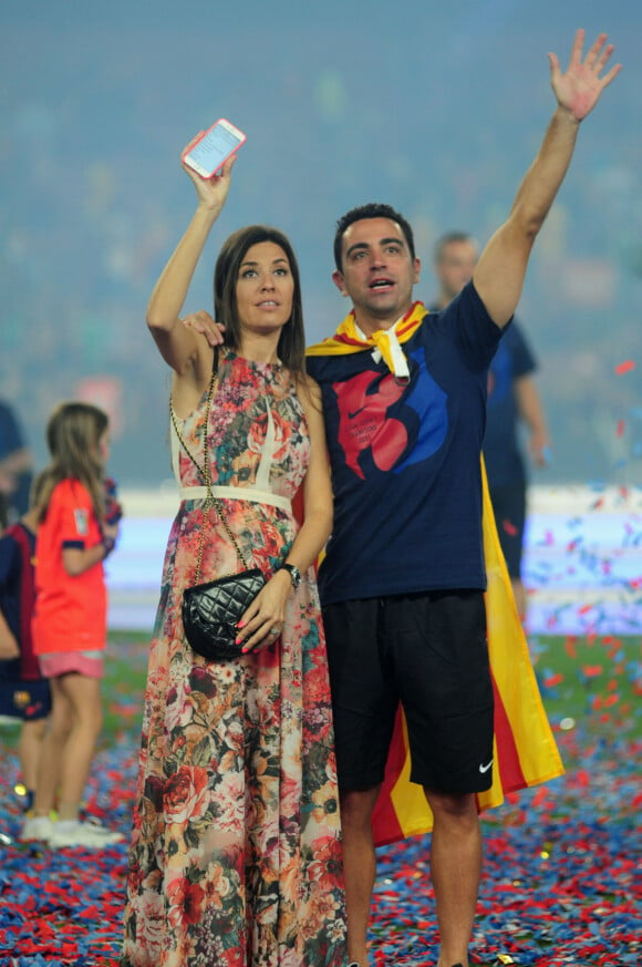 Xavi Hernandez et sa femme Nuria Cunillera - Le FC Barcelone remporte la Ligue des Champions contre la Juventus à Berlin en Allemagne le 6 juin 2015.