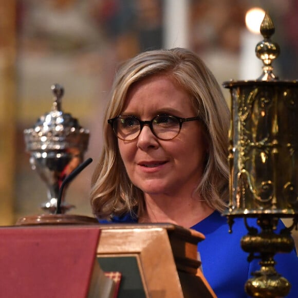 Lucy, la fille de Stephen Hawking - Service funèbre du professeur Stephen Hawking à l'Abbaye de Westinster à Londres le 15 juin 2018.  Lucy Hawking speaking at the memorial service for her father, Professor Stephen Hawking, at Westminster Abbey, London.15/06/2018 - Londres