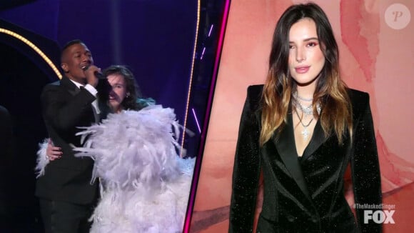 Bella Thorne se cachait sous le costume du Cygne dans l'émission "The Masked Singer" à Los Angeles le 18 mars 2020.Émission présentée par Nick Cannon.  - Los Angeles, CA - Model and actress Bella Thorne is revealed as The Swan on the latest episode of the US version of The Masked Singer. This episode of The Masked Singer was another example of the best kind of reveal, where it's someone judge Ken Jeong has co-starred with and yet doesn't recognize even a little bit. He and Bella were in The Duff together back in 2015, and she has also worked with host Nick Cannon before. None of the judges - Jeong, Robin Thicke, Jenny McCarthy, Nicole Scherzinger and guest judge Joel McHale correctly guessed it was Bella in the swan suit. Bella said she did the show because she saw how many times Jeong guessed her for the Flamingo in season two. "That made me super excited. I started watching the show and I just thought it was so amazing, so dope, and I was like, let's do that," she said. "Getting in front of people really gets me super nervous, so this was really out of my comfort zone." There were several references to the movie Twilight in her character package but they did not refer to Kristen Stewart but the character she played. Bella Swan. Thorne is the second singer of Group C to be revealed after former Governor Sarah Palin, so next week will be the final week for Group C. Then the final three will be added to the show's final Super 9.18/03/2020 - Los Angeles