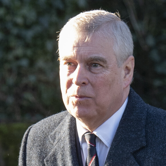 Le prince Andrew à Sandringham le 19 janvier 2020 pour la messe dominicale en l'église St Mary.