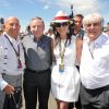 Frankie Detorri, Sir Stirling Moss, Jean Todt, Michelle Yeoh et Bernie Ecclestone au Grand Prix de Silverstone en juillet 2010.