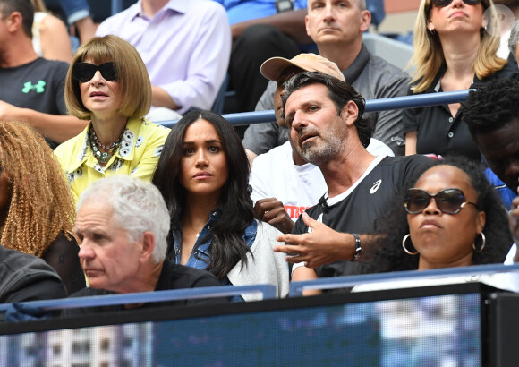 Meghan Markle au côté de Anna Wintour dans les tribunes de la finale femme du tournoi de l'US Open 2019 opposant Serena Williams à Bianca Andreescu à New York, le 7 septembre 2019.