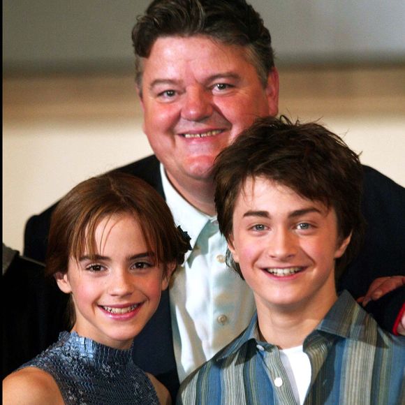 Robbie Coltrane, Emma Watson, Daniel Radcliffe et Rupert Grint, le 28 octobre 2002.