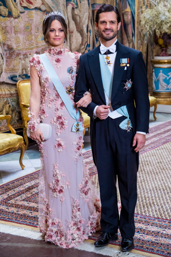 La princesse Sofia et le prince Carl Philip de Suède au traditionnel dîner de la cérémonie des Prix Nobel à Stockholm le 11 décembre 2019.
