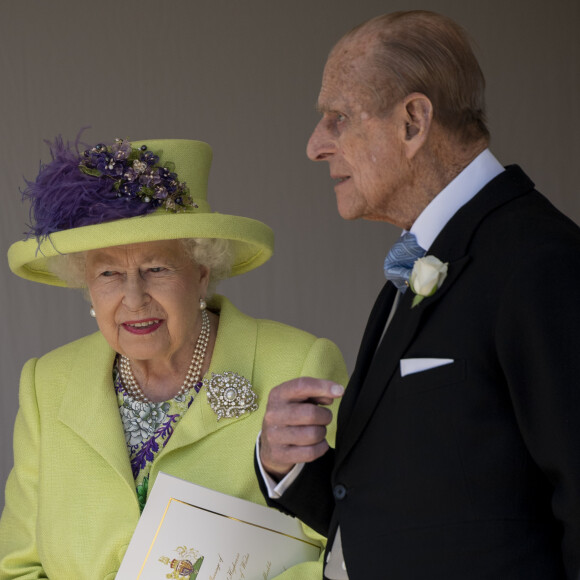 La reine Elisabeth II d'Angleterre et le prince Philip, duc d'Edimbourg - Les invités arrivent à la chapelle St. George pour le mariage du prince Harry et de Meghan Markle au château de Windsor, le 19 mai 2018.