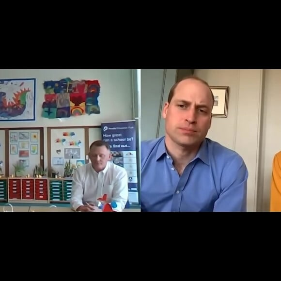 Le prince William, duc de Cambridge, et Catherine Kate Middleton, duchesse de Cambridge, lors d'une vidéoconférence avec le personnel d'une école de Burnley le 8 avril 2020.