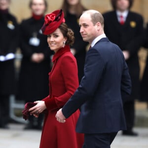 Le prince William, duc de Cambridge, et Kate Middleton, duchesse de Cambridge - La famille royale d'Angleterre lors de la cérémonie du Commonwealth en l'abbaye de Westminster à Londres, le 9 mars 2020.