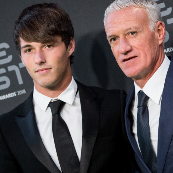 Didier Deschamps, sa femme Claude et leur fils Dylan - Les célébrités arrivent à la cérémonie des Trophées Fifa 2018 au Royal Festival Hall à Londres, Royaume Uni, le 25 septembre 2018. © Cyril Moreau/Bestimage