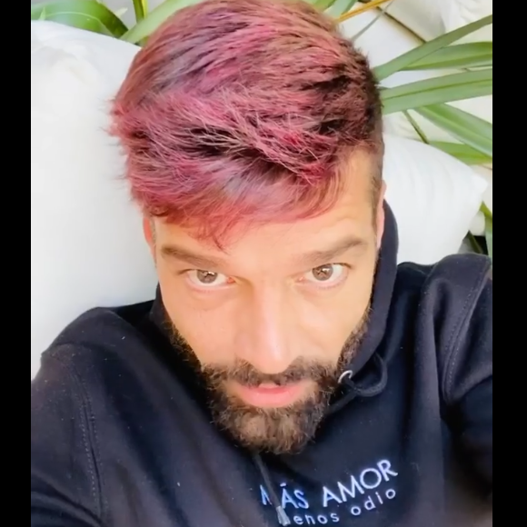 Ricky Martin et ses cheveux roses sur Instagram, le 27 mars 2020.