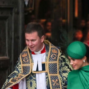 Le prince Harry, duc de Sussex, et Meghan Markle, duchesse de Sussex - La famille royale d'Angleterre à la sortie de la cérémonie du Commonwealth en l'abbaye de Westminster à Londres, le 9 mars 2020.