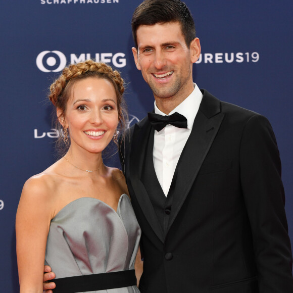 Jelena Djokovic et son mari Novak Djokovic - Les célébrités posent sur le tapis rouge lors de la soirée des "Laureus World sports Awards" à Monaco le 18 février, 2019.