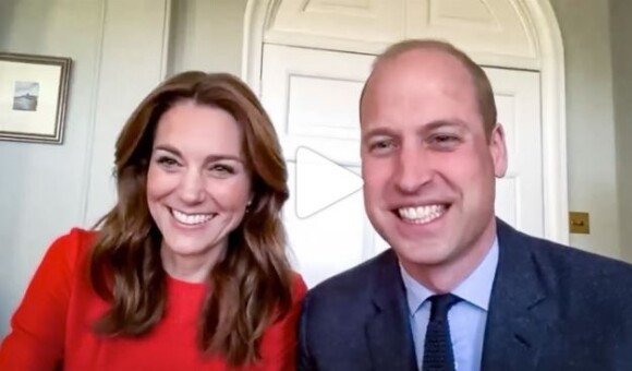 La duchesse Catherine de Cambridge et le prince William en appel visio le 8 mai 2020 pour commémorer les 75 ans de la Libération.