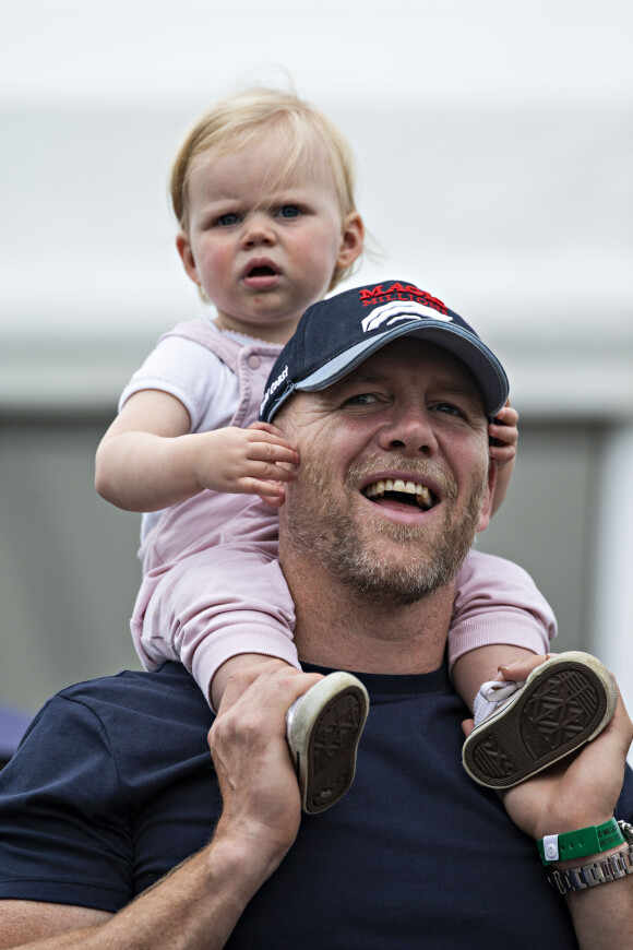 Mike Tindall et sa fille Lena le 3 août 2019 au "Festival of British Eventing" à Gatcombe Park.