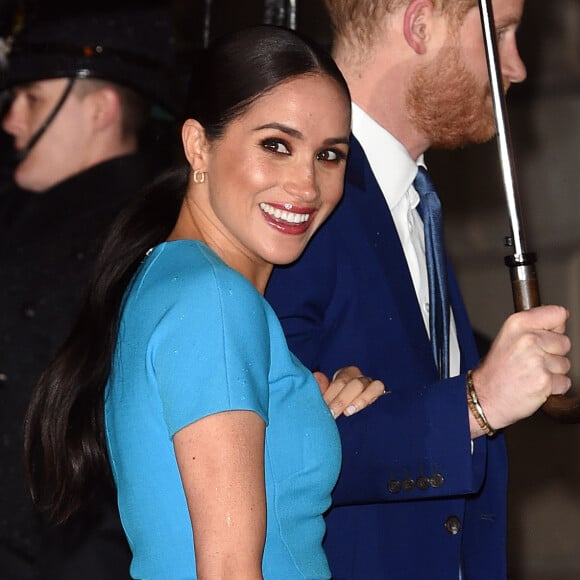 Le prince Harry, duc de Sussex, et Meghan Markle, duchesse de Sussex arrivent à la cérémonie des Endeavour Fund Awards au Mansion House à Londres, Royaume Uni, le 5 mars 2020.