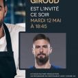 Olivier Giroud invité de Cyril Lignac pour son émission "Tous en cuisine" du 12 mai 2020, sur M6.