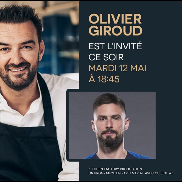 Olivier Giroud invité de Cyril Lignac pour son émission "Tous en cuisine" du 12 mai 2020, sur M6.