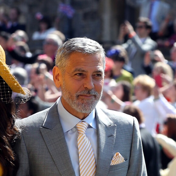 George Clooney et sa femme Amal - Les invités arrivent à la chapelle St. George pour le mariage du prince Harry et de Meghan Markle au château de Windsor, Royaume Uni, le 19 mai 2018.