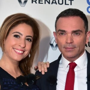 Léa Salamé et Yann Moix - Photocall de l'enregistrement de l'émission "On n'est pas couché" à la Villa Domergue de Cannes le 18 mai 2016.