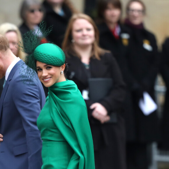 Le prince Harry, duc de Sussex, et Meghan Markle, duchesse de Sussex - La famille royale d'Angleterre lors de la cérémonie du Commonwealth en l'abbaye de Westminster à Londres, le 9 mars 2020.