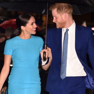 Le prince Harry, duc de Sussex, et Meghan Markle, duchesse de Sussex arrivent à la cérémonie des Endeavour Fund Awards à Londres le 5 mars 2020.