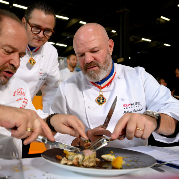 Exclusif - Philippe Etchebest préside le salon français de la restauration "Expotel" à Bordeaux. Il dirige aussi la journée des chefs et sa compétion regroupant 22 Etoiles sur l'évènement, le 25 Novembre 2019. © Patrick Bernard/ Bestimage