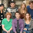 Stanislas Lanevski, Clémence Poésy, Rupert Grint, Emma Watson, Daniel Radcliffe, Katie Leung et Robert Pattinson en promotion pour le film "Harry Potter et la Coupe de feu" à Londres en 2005.