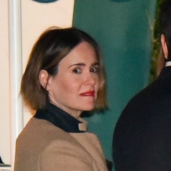 Exclusif - Sarah Paulson dîne avec des amis au restaurant San Vicente Bungalows à West Hollywood, Los Angeles, le 29 janvier 2020.