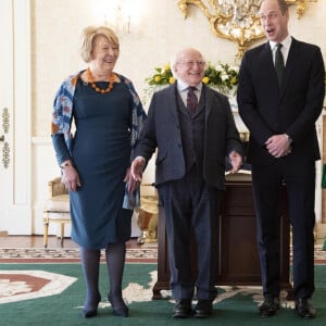 Le prince William, duc de Cambridge, et Catherine (Kate) Middleton, duchesse de Cambridge - Rencontre avec le président irlandais Michael D.Higgins et sa femme Sabina Coyne, à la résidence présidentielle officielle Aras an Uachtarain à Dublin, en Irlande. Le 3 Mars 2020.