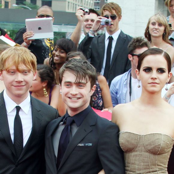 Rupert Grint, Daniel Radcliffe et Emma Watson à la première du film "Harry Potter et les Reliques de la mort - Partie 2" à New York en 2011.