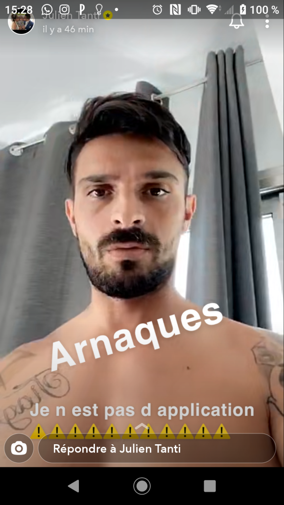 Julien Tanti dénonce une arnaque sur Snapchat, le 2 juin 2020