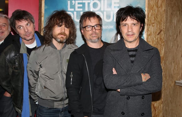 Exclusif - Boris Jardel (Guitariste du groupe Indochine), Ludwig Dahlberg (Batteur du groupe Indochine), Oli de Sat (Olivier Gérard guitariste du groupe Indochine) et Nicolas Sirkis (Chanteur du groupe Indochine) lors de l'avant-première de "L'Etoile du jour" au cinéma des Cinéastes à Paris, France, le 26 septembre 2016. © Denis Guignebourg/Bestimage