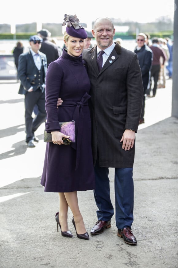 Zara Phillips (Zara Tindall) et son mari Mike Tindall - Arrivées au Festival Cheltenham - Jour quatre, le 13 mars 2020.