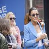 Exclusif - La styliste Jessica Mulroney, meilleure amie de Meghan Markle, dans la rue à New York le 12 juin 2019. Elle porte un ensemble bleu composé d'un pantalon droit et d'un blazer. elle porte des escarpins à semelle compensés à plateforme. 12/06/2019 - New York City