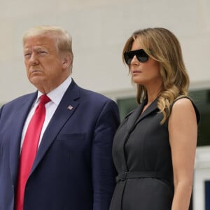 Le président des Etats-Unis Donald Trump et sa femme la première dame Melania Trump visitent le sanctuaire national Saint-Jean-Paul II (Saint John Paul II National Shrine) à Washington