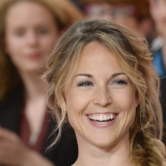 Aurélie Vaneck lors de l'enregistrement de l'émission "Vivement Dimanche" à Paris le 9 avril 2014.