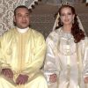 Le roi Mohammed VI du Maroc et la princesse Lalla Salma (Bennani) lors de leur mariage à Rabat en juillet 2002.